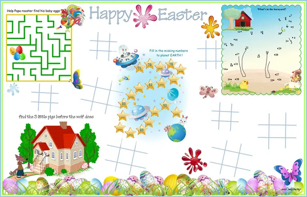 Placemat Easter Printable Activity Sheet 7 — ストックベクタ