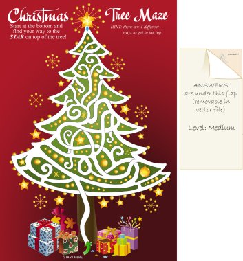 Christmas tree maze puzzle 2 clipart