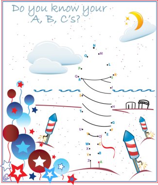 ABC Rocket Connect the Dots Puzzle clipart