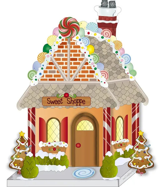 Gingerbread Köyü şeker shoppe — Stok Vektör