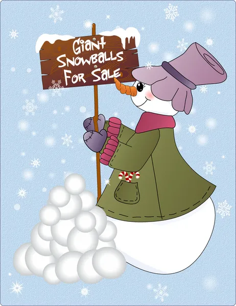 Boneco de neve com bolas de neve gigantes —  Vetores de Stock