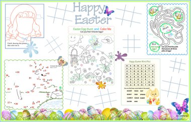 Placemat Easter Printable Activity Sheet 3 clipart