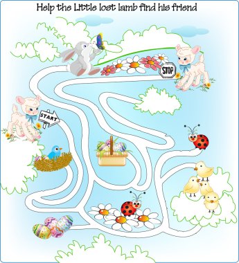 Easter - Little Lost Lamb Maze clipart