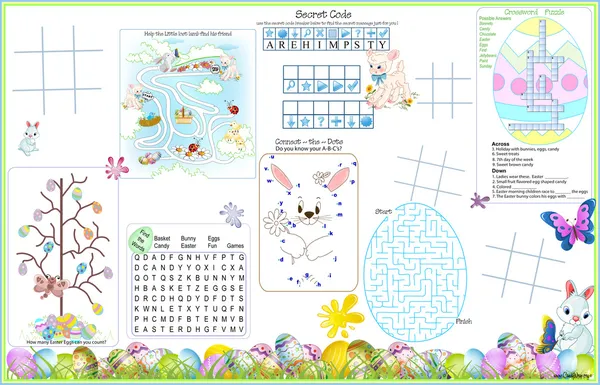 Placemat Easter Printable Activity Sheet 1 — Wektor stockowy