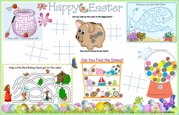 Placemat Easter Printable Activity Sheet 6 — Stockvector