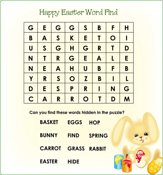 Búsqueda de palabras de Pascua 1 (fácil ) — Archivo Imágenes Vectoriales
