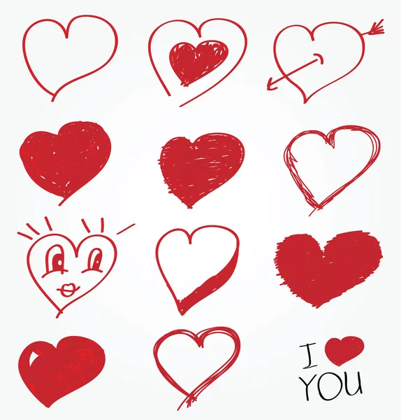 Hand drawn hearts — Stock Vector