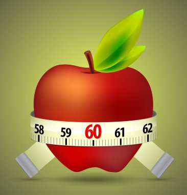 Apple with Tape Measure clipart