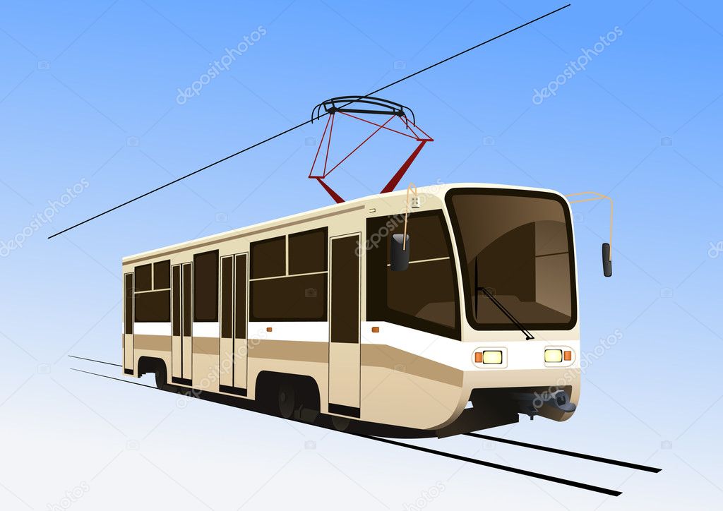 City tram vector
