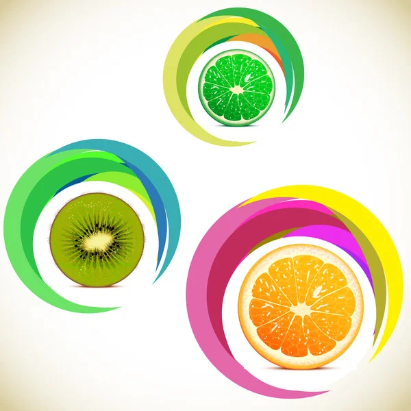 Illustration vectorielle - ensemble d'icônes de fruits — Image vectorielle