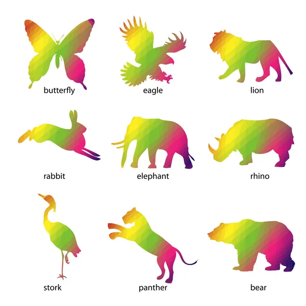 Icone animali astratte colorate — Vettoriale Stock