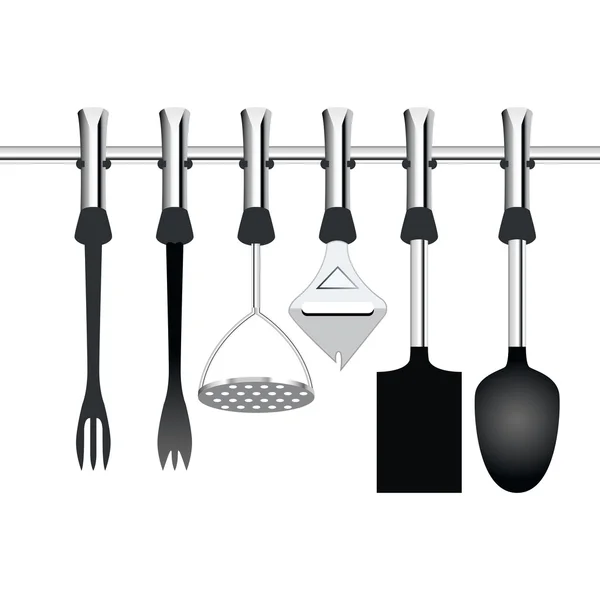 Кухонні предмети, пов'язані з приготуванням їжі — стоковий вектор