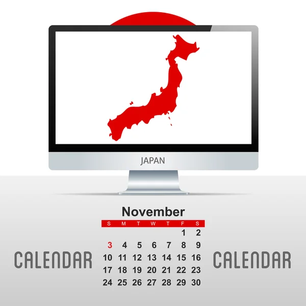 Календар. З картою країн — стоковий вектор