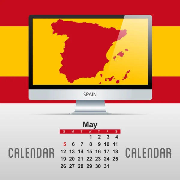 Calendar. With map of countries — Stock Vector