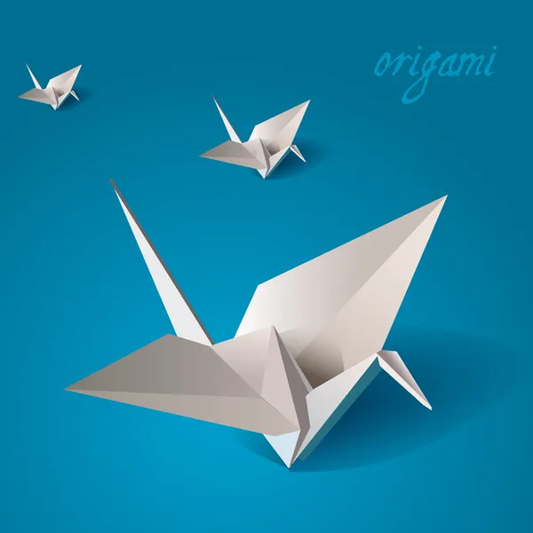 Vetor de origami pássaro guindaste — Vetor de Stock