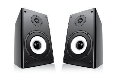 Pair Of Black Loud Speakers