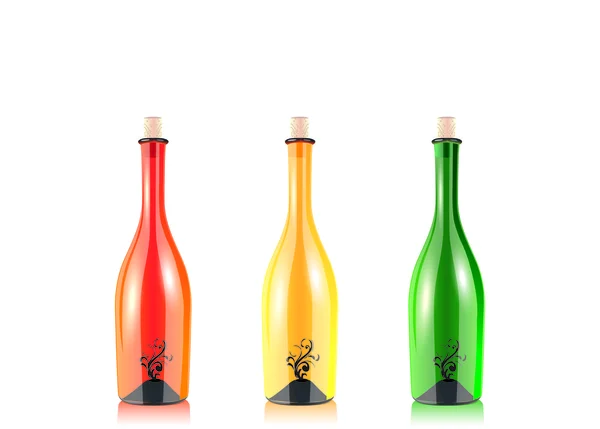 Verschiedene leere Weinflaschen — Stockvektor