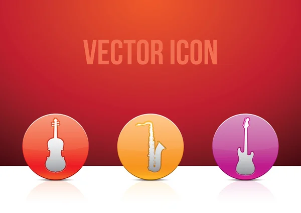 Vector pictogrammenset muziek kleur — Stockvector
