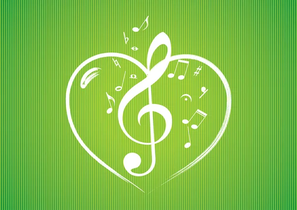 Corazón rom notas musicales — Vector de stock