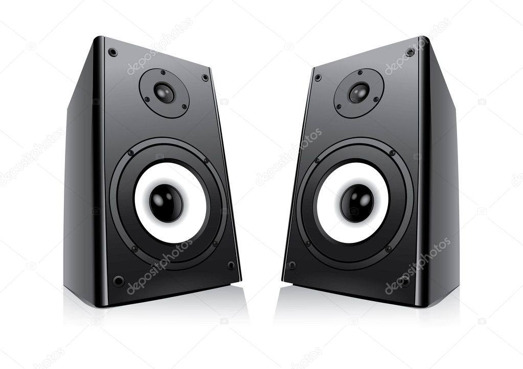 Pair Of Black Loud Speakers