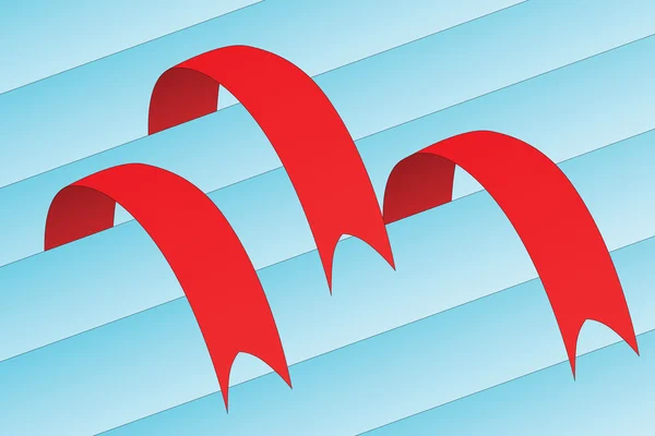 Three red ribbon - bookmark — Stock Vector