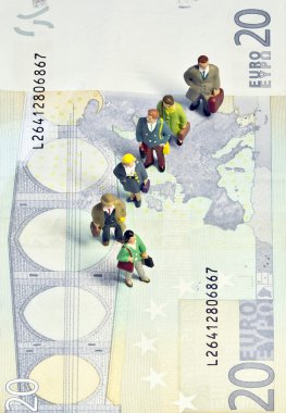 Miniature queue twenty euros clipart