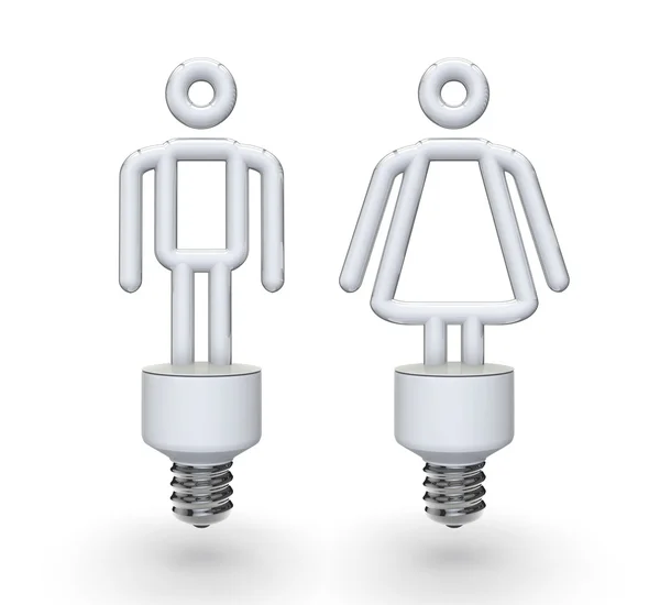 Ampoules à énergie mâle et femelle — Photo