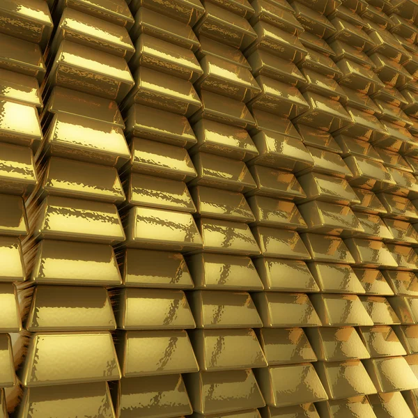 Parede de barras de ouro — Fotografia de Stock