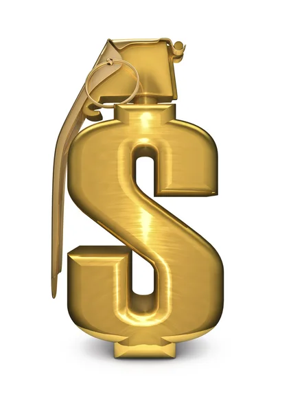 Dollar grenade in gold — Stock Photo, Image