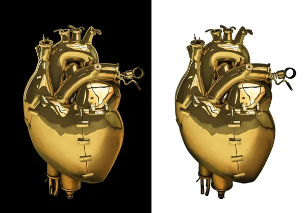 Mechanické zlaté srdce — Stock fotografie