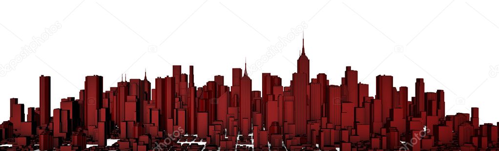 Red city panorama, easy to colorize