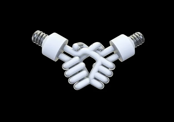 Energy bulb handshake — Stock Photo, Image