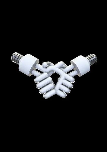 Energy bulb handshake — Stock Photo, Image