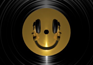 Vinyl headphone smiley clipart