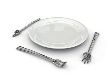 Hand utensils plate setting clipart