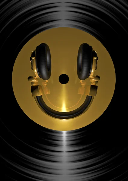 Vinyl hörlurar smiley — Stockfoto