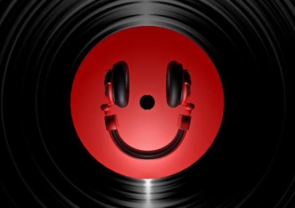 Vinyl headphone smiley — Stock Photo, Image
