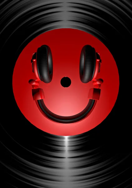 Vinyl-Kopfhörer-Smiley — Stockfoto