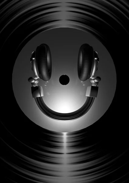 Vinyl hoofdtelefoon smiley — Stockfoto