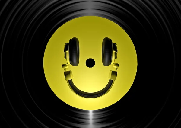 Vinyl hoofdtelefoon smiley — Stockfoto