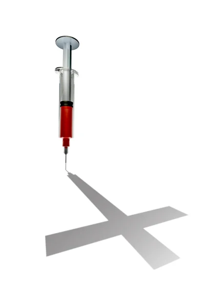 Syringe cross — Stock Photo, Image