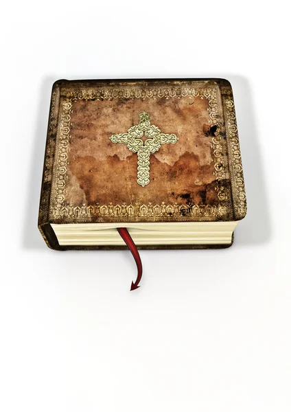 Bíblia com diabo como marcador — Fotografia de Stock