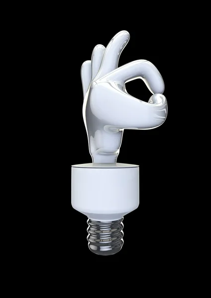 Energy bulb ok sign — Stock Photo, Image