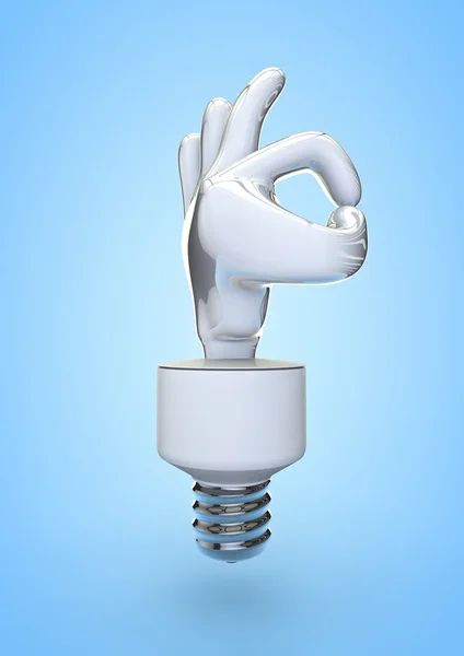 Energi lampa ok tecken — Stockfoto