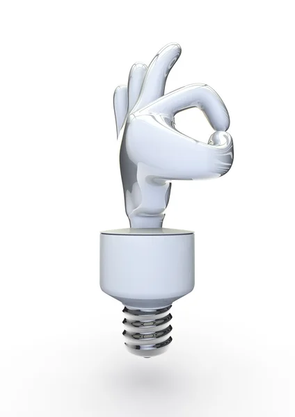 Energiesparlampe ok Zeichen — Stockfoto