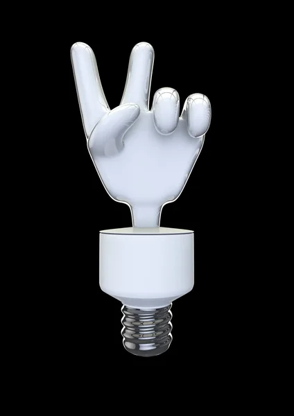 Перемога енергетичної лампочки або знак миру — стокове фото