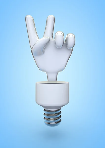 Energie žárovky vítězství nebo znamení míru — Stock fotografie