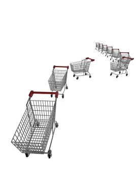 Shopping trolleys queue clipart