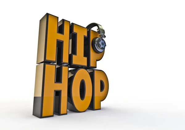Hip-hop title with headphones — Stock Photo, Image