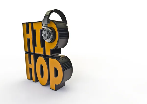 Título de hip-hop com fones de ouvido — Fotografia de Stock